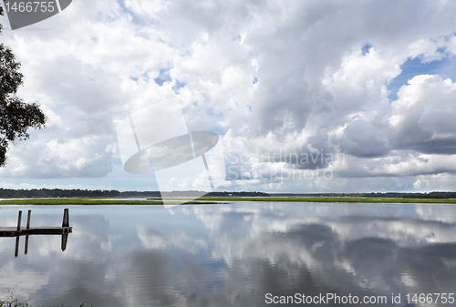 Image of Clouds Dock Reflected Smooth May River Bluffton SC