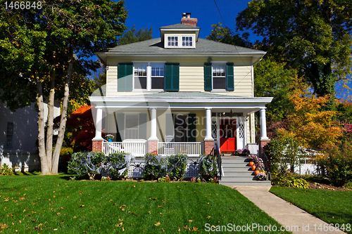 Image of Single Family House Prairie Style Home Autumn Fall