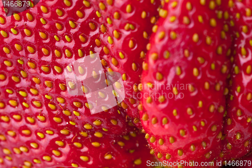 Image of Macro Closeup Full Frame Fresh Red Strawberry