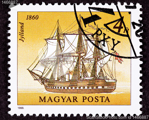 Image of Canceled Hungarian Postage Stamp Jylland Steam and Sail Danish W