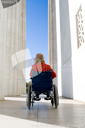 Image of Woman Wheelchair Lincoln Memorial Washington USA
