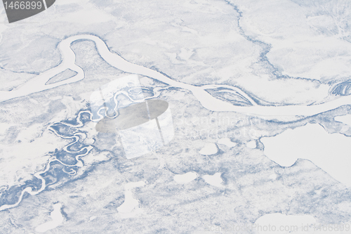 Image of Aerial Siberia River Sakha Republic Verkhoyansk Mountains Frozen