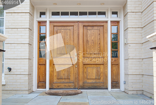 Image of XXXL Wooden Double Door Grand Entrance to a Home