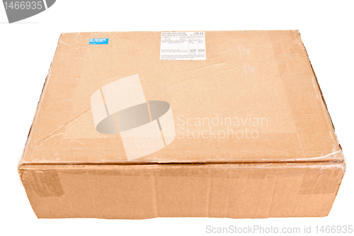 Image of Cardboard Box Shipped Internationally UK Stamps