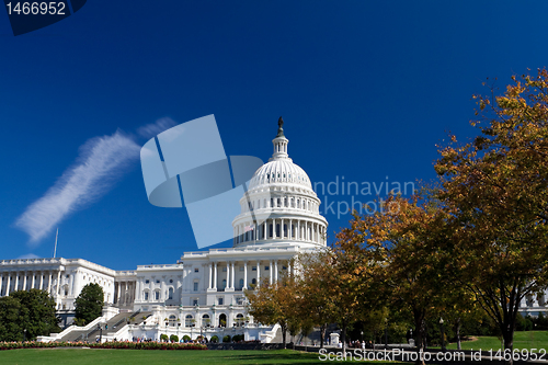 Image of Capitol Building, Dome, Autumn Foliage Washington DC, Polarized 