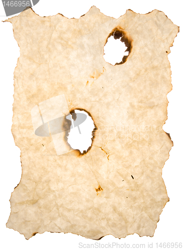 Image of Burned Beige Parchment Paper Holes Isolated 