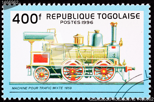 Image of Canceled Togo Train  Postage Stamp Old Railroad Steam Engine Loc