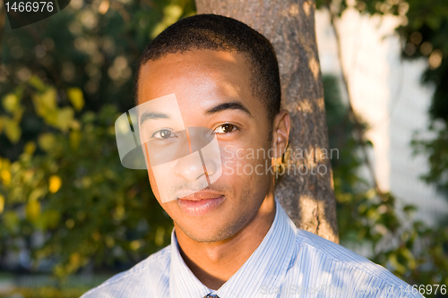 Image of Serious African American Man Outside
