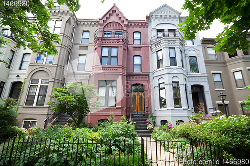 Image of Italianate Style Row Homes Houses Washington DC Wide Angle