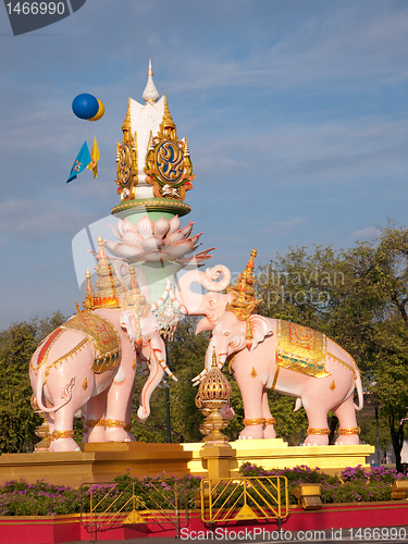 Image of Street decoration in Bangkok to celebrate H.M. King Bhumipol Adu