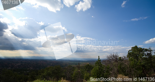 Image of Sunbeams Clouds Desert Jemez Mountains NM USA