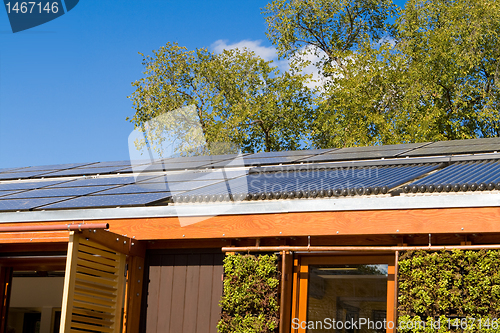 Image of Roof House Home Solar Panel Hot Water Heating Tube