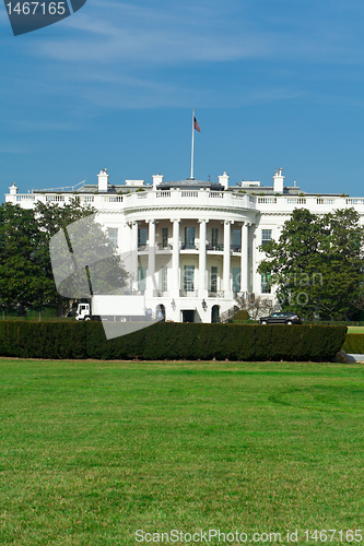 Image of White House South Lawn Blue Sky Washington DC