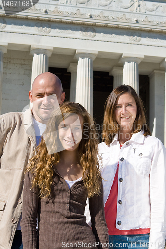 Image of Three People Family Vacation Lincoln Memorial USA