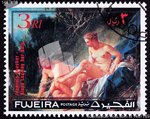 Image of Fujeira Stamp Painting Francois Boucher, Diana Leaving her Bath.