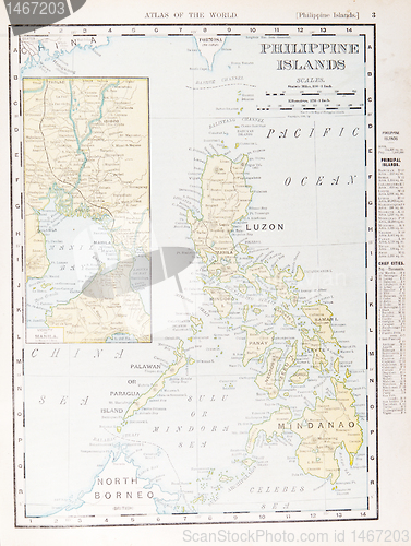 Image of Antique Vintage Color Map of Philippine Islands