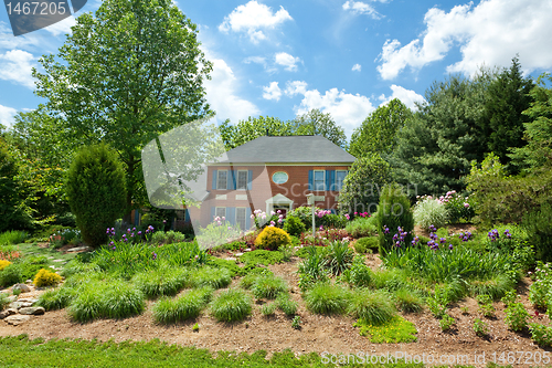 Image of Single Family House Home Flower Landscaped Garden