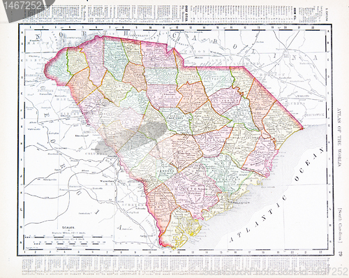 Image of Antique Map of South Carolina SC United States USA
