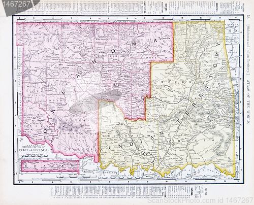 Image of Antique Vintage Map Oklahoma Indian Territory, USA