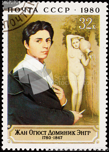 Image of Postage Stamp Painting Self Portrait Jean Ingres