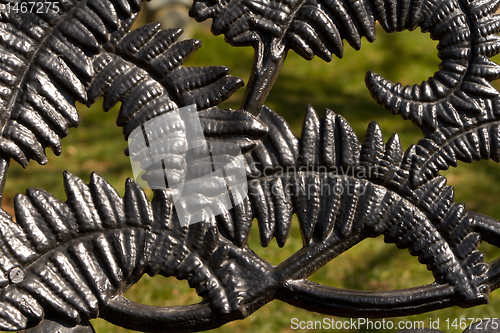 Image of Close Up Decorative Wrought Iron Fern Bench