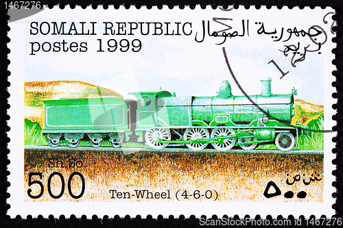 Image of Somali Train Postage Stamp Old Railroad Steam Engine Locomotive