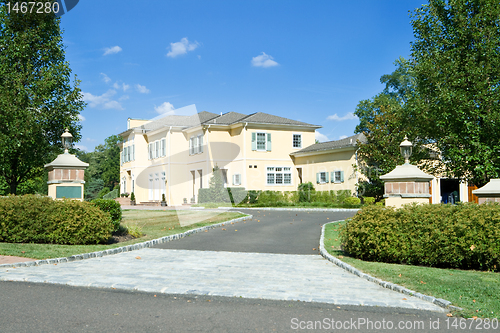 Image of New Large Single Family House Gate Driveway Suburban Philadelphi