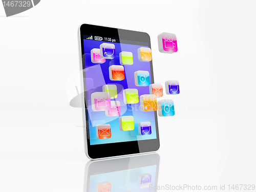 Image of  illustration of smartphone with icons 
