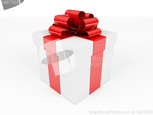 Image of White box, bow and ribbon 