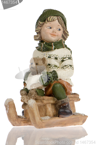 Image of Miniature of child on sleigh