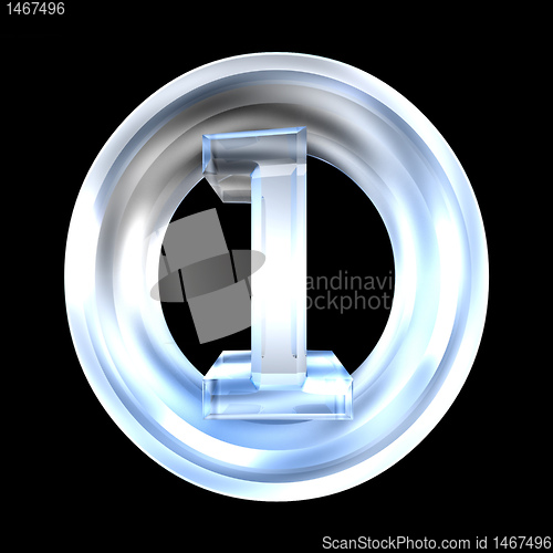 Image of 3d number 1 in glass 