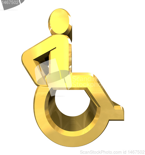 Image of Universal wheelchair symbol in gold (3d) 