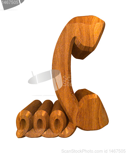 Image of phone symbol in wood - 3D 