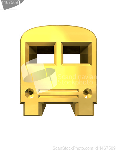 Image of golden bus icon - 3D made