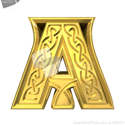 Image of 3d illustration of Celtic alphabet letter A