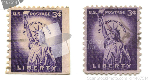 Image of old postage stamps from USA Liberty 