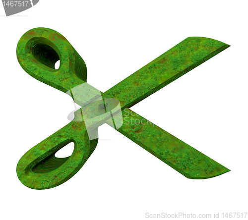 Image of Scissor in green grass - 3d 