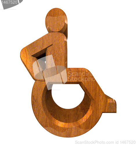 Image of Universal wheelchair symbol in wood (3d) 