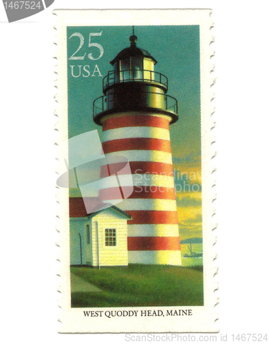 Image of Old postage stamp from USA with Lighthouse 