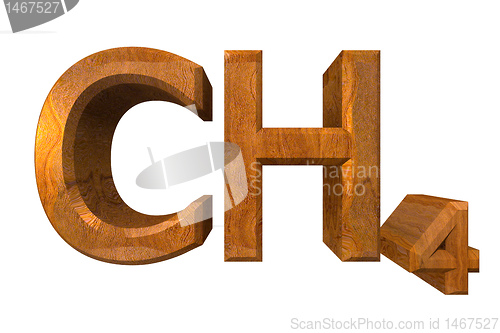 Image of 3d chemistry formulas in wood of Methane 