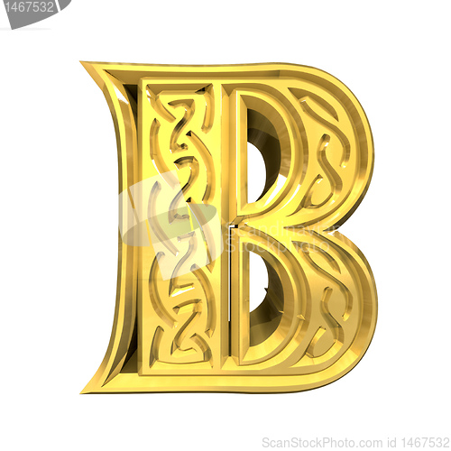 Image of 3d illustration of Celtic alphabet letter B