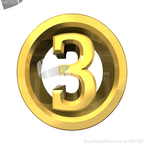 Image of 3d number 3 in gold 