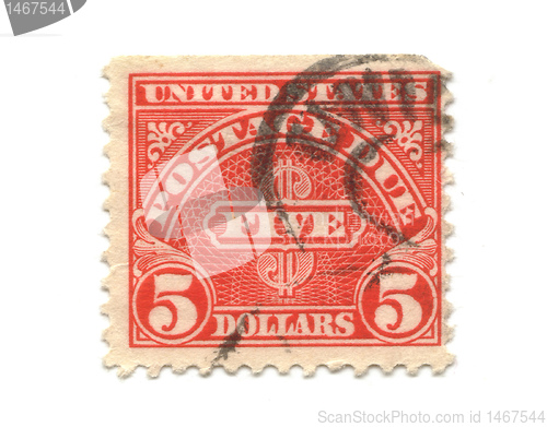 Image of Old postage stamps from USA 5 Dollars 