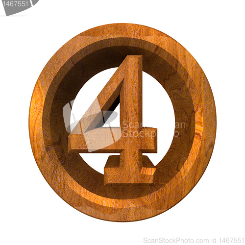 Image of 3d number 4 in wood 
