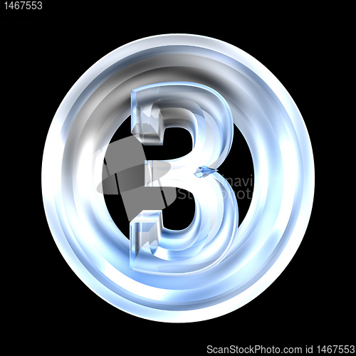 Image of 3d number 3 in glass 