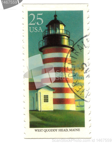 Image of Old postage stamp from USA with Lighthouse 