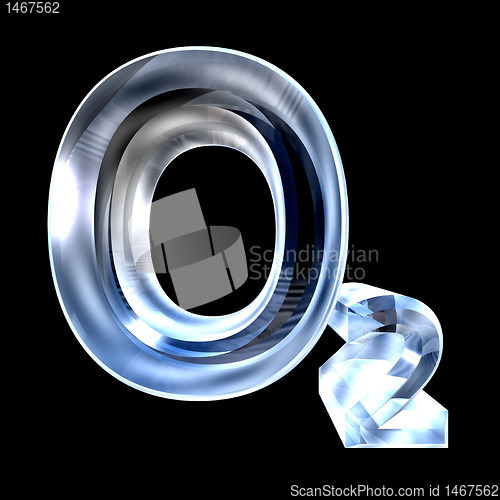 Image of 3d chemistry formulas in glass of Oxygen 