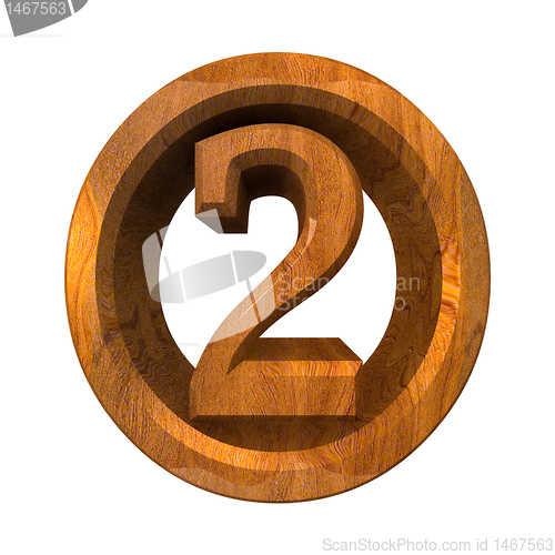 Image of 3d number 2 in wood 