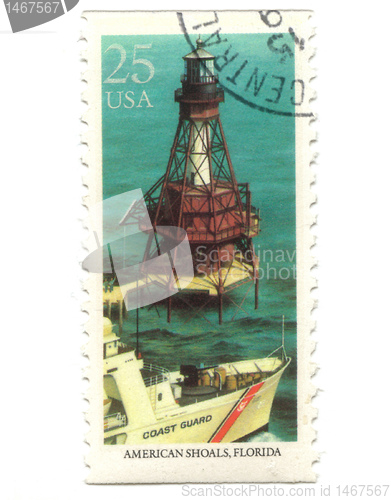 Image of Old postage stamp from USA with Lighthouses 