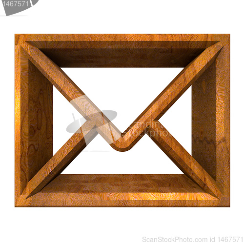 Image of envelope email symbol in wood (3d) 